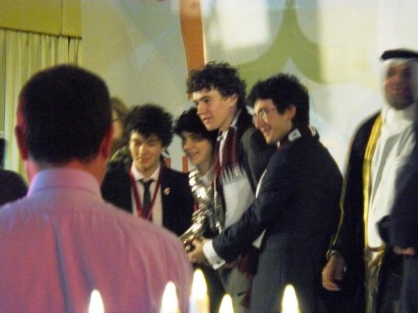 Ed, Greg, Matt and Hasan collecting their runners up trophy